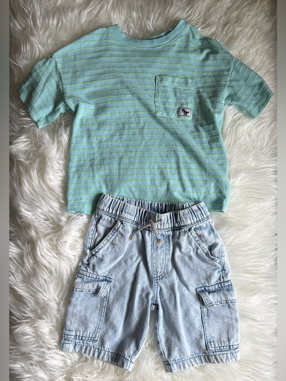 Jumping Beans Oversized Striped Shirt & Cargo Shorts Set